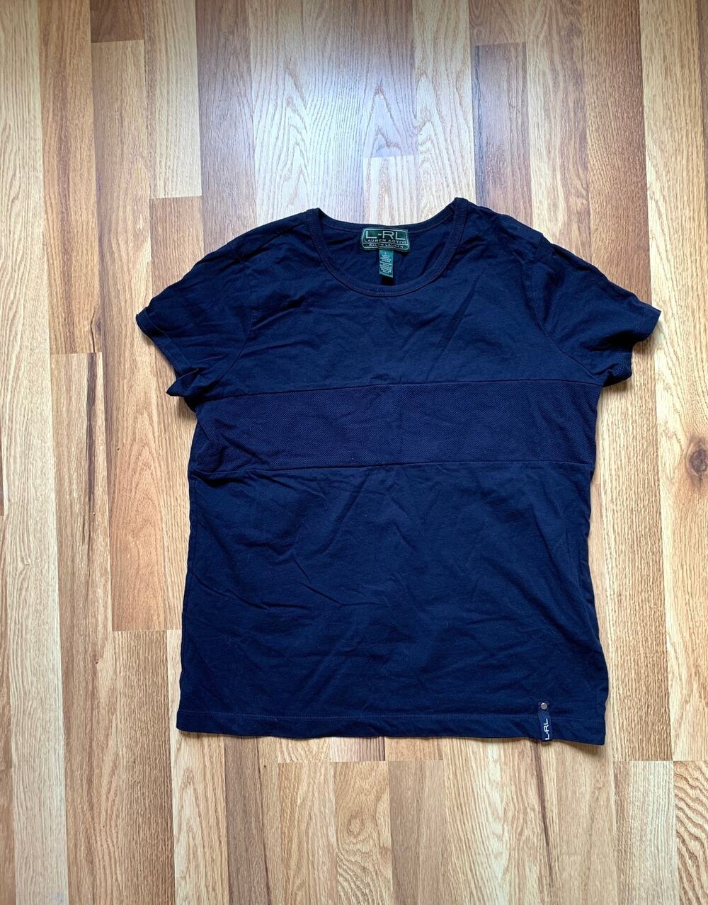 L-RL Ralph Lauren Active T-shirt Women's Small Navy Cotton Short Sleeve